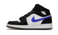 Air Jordan 1 Mid Black Racer Blue White - 554725-084