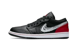 Air Jordan 1 Low Brushstroke Swoosh Black - DA4659-001