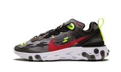 Nike React Element 87 Medium Olive Volt Crimson - CJ4988-200
